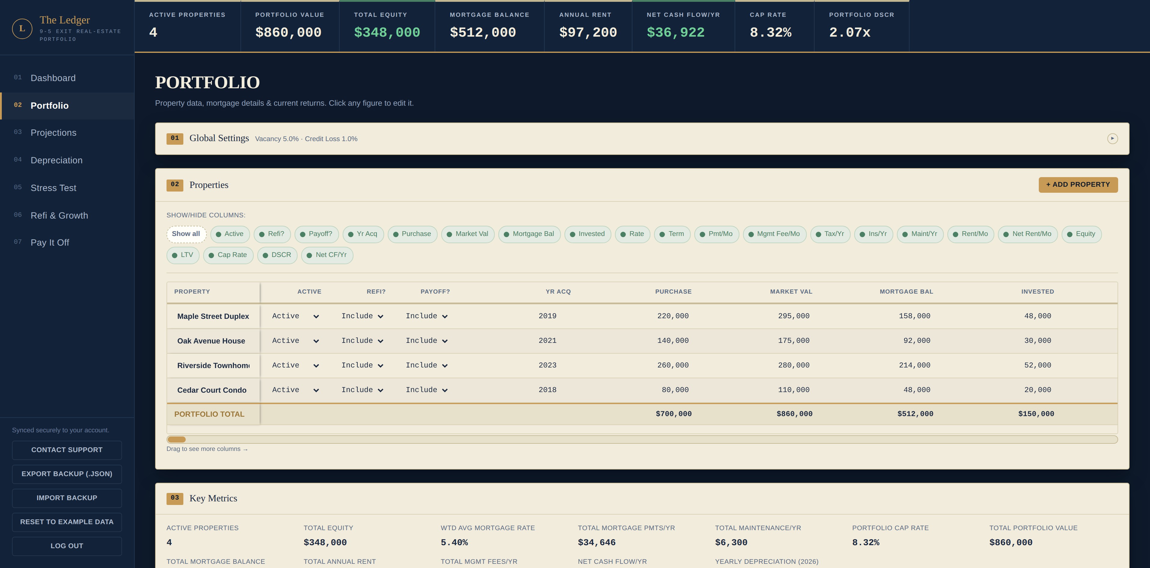 Portfolio tab